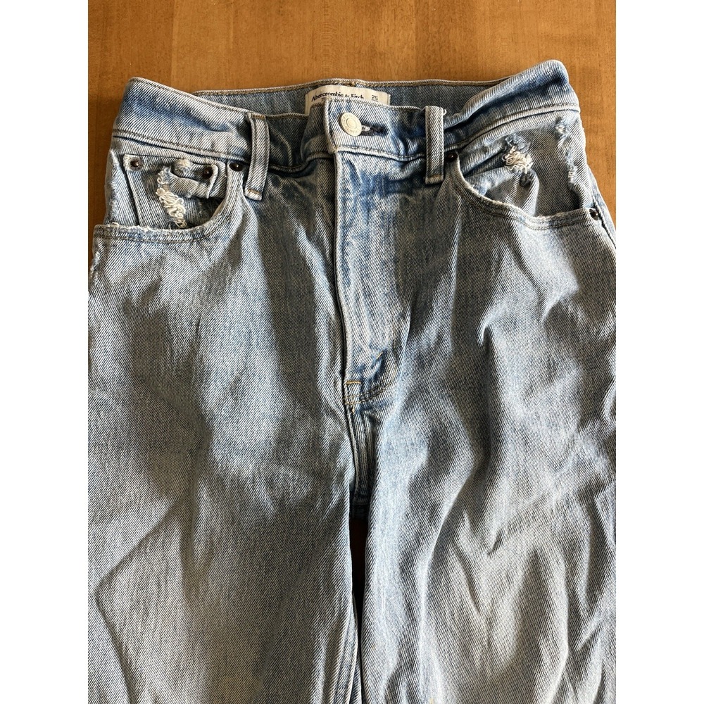 Abercrombie & Fitch Jeans Womens Sz 25 Ultra High Rise 90s Straight Distressed - Picture 4 of 11